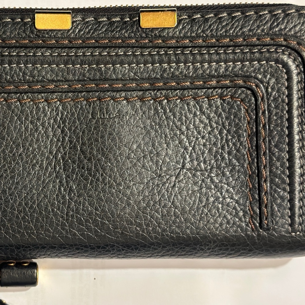 Chloe Marcie Long Zip Wallet Black